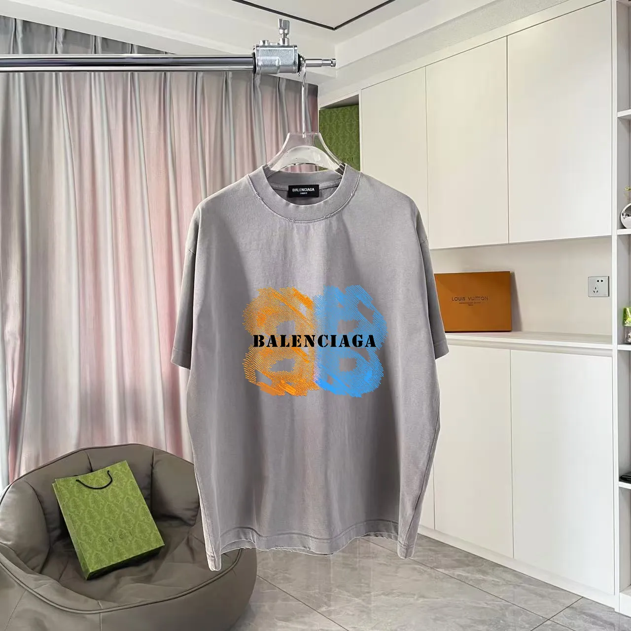 BALENCI*GA 2025 New Arrival logo 320g T Same Style Size：S M L XL XXL ：Black Gray Red Black